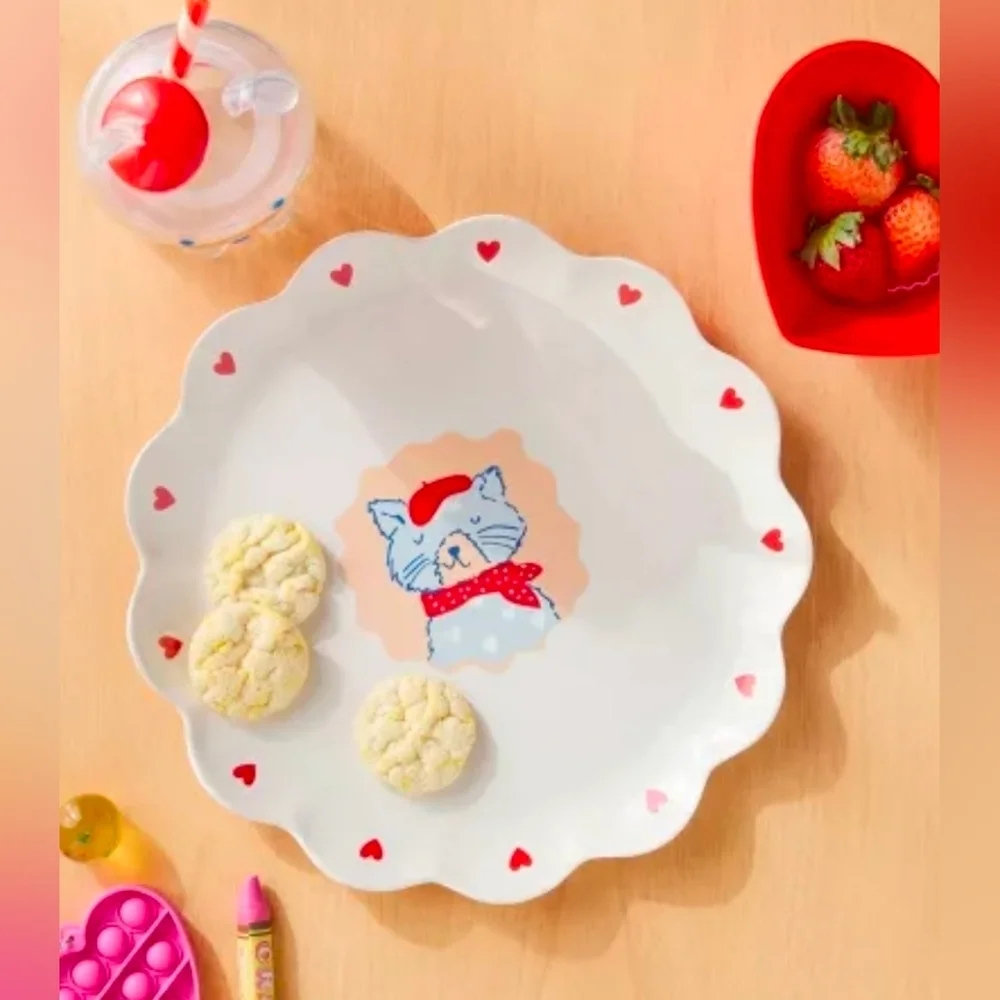 Set of 2 Target Pillowfort Plate Cat Design Bamboo & Melamine BPA Free 10.5